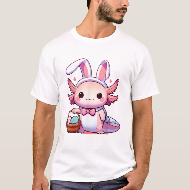 Camiseta de Ovos de Orelhas de Coelho de Axolote d (Frente)