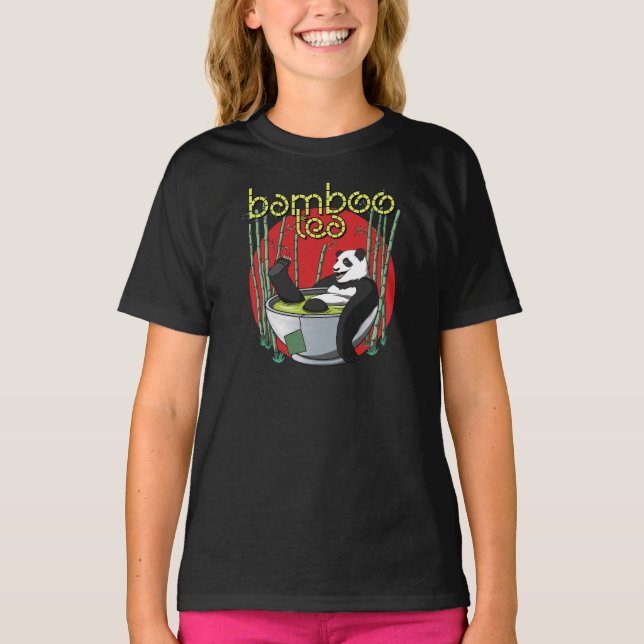 Camiseta de Panda Beber Tea de Bambu (Frente)