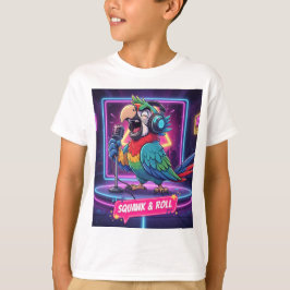 Camiseta de Papagaio Engraçado Cantando Karaoke 