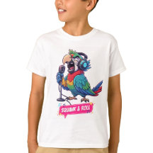 Camiseta de Papagaio Engraçado Cantando Karaokê 