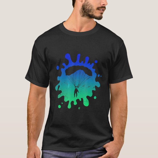 Camiseta de Paraquedismo com Presente de Arte de S (Frente)