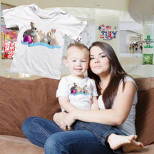 Camiseta de Páscoa bebê Dois coelhos e Ovos de Pás