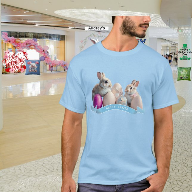 Camiseta de Páscoa Dois Coelhos & Ovos de Páscoa (Criador carregado)