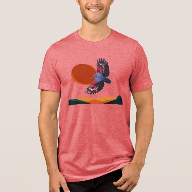 Camiseta de pássaro voando Camiseta Tri-Blend (Frente)