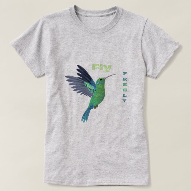 Camiseta de pássaros-beija-flores (Frente do Design)