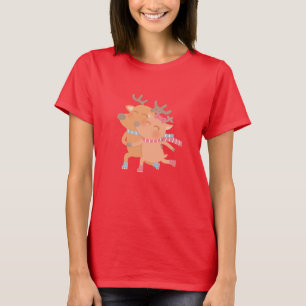 Camiseta de patinação no gelo com renas fofas de i