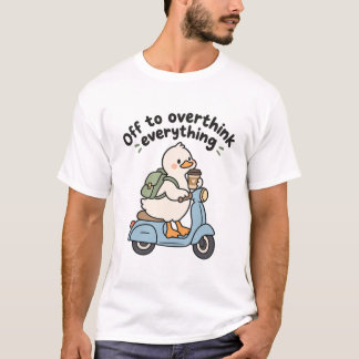 Camiseta de Patinete de Pato Pensativo Engraçado
