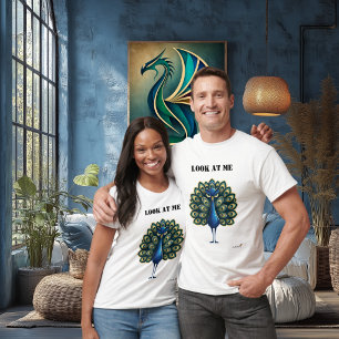 Camiseta de Pavão Engraçado Olhe Para Mim