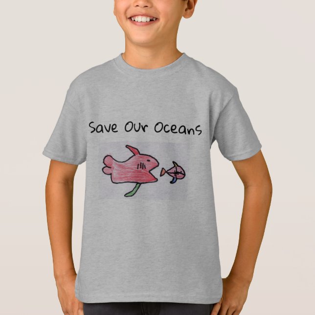 camiseta de peixe para crianças (Frente)