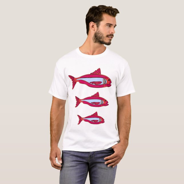 Camiseta de peixe para masculinos (Frente Completa)