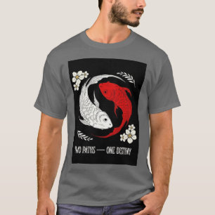 Camiseta de peixe vermelho e branco de dois caminh
