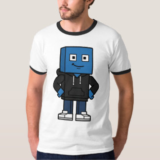 Camiseta de personagem de bloco de jogos azul, cam