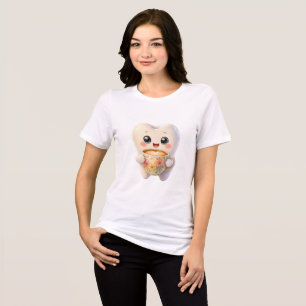 Camiseta de Personagem de Dente Fofo Segurando Xíc
