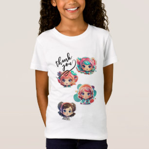 Camiseta de Personagem Kawaii Fofo Obrigado