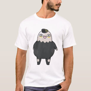 Camiseta de personagem mascote preto fofo.
