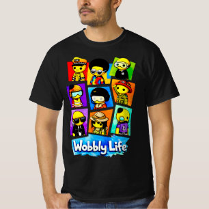 Camiseta de Personagens de Fan Art do Jogo Wobbly 