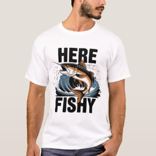 Camiseta De Pesca Aqui-Camiseta Gráfico Engraçada 