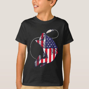 Camiseta de Pesca EUA Bandeira Chapéu Americano Óc