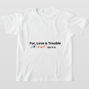 Camiseta de Pet Fofo para Crianças Fur Love & Trou