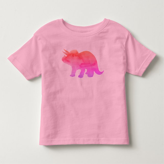 Camiseta de pintura laranja rosa de dinossauro Tri (Frente)