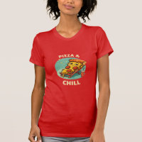 Camiseta de Pizza & Chill Engraçada Retro Cartoon