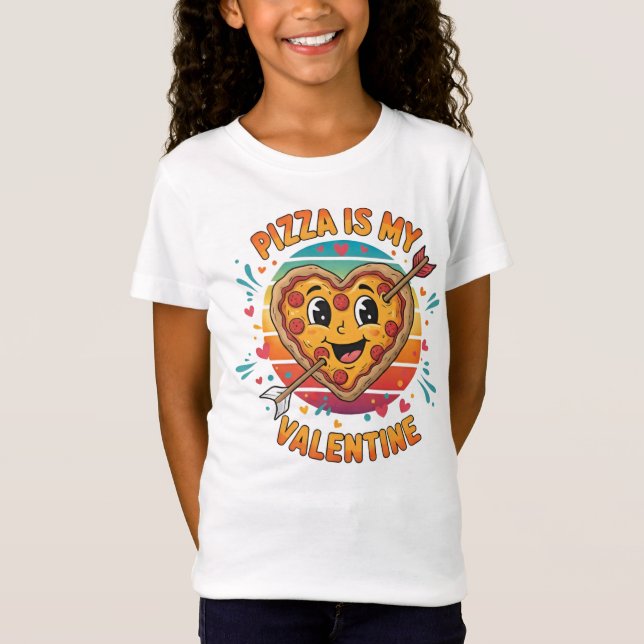 Camiseta de pizza com formato de coração engraçado (Frente)