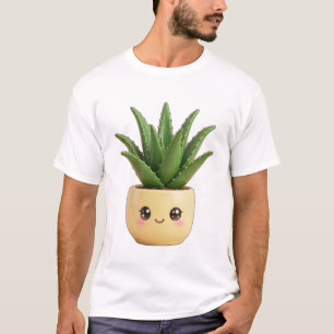 Camiseta de Planta Interna Kawaii Aloe Vera