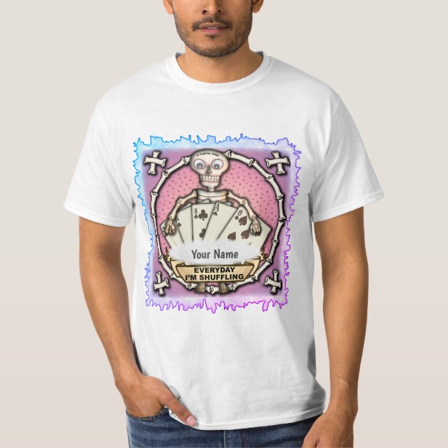 Camiseta de pôquer esqueleto de jogador (Frente)