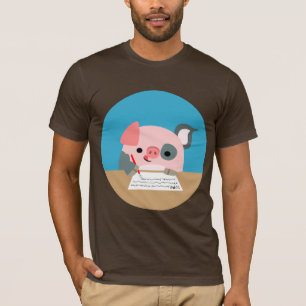Camiseta de Porco Escrita Cartoon Fofo