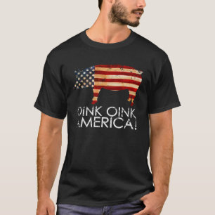 Camiseta de Porcos Patriótica Engraçada - Oink Oin