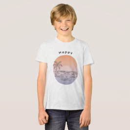 Camiseta de praia ao pôr do sol desenhada à mão pa
