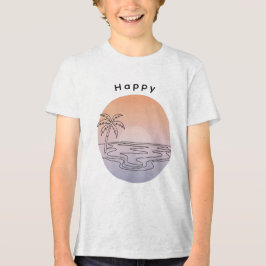 Camiseta de praia ao pôr do sol desenhada à mão pa