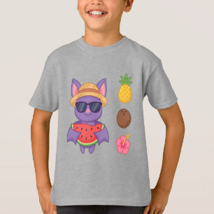 Camiseta de Praia de Melancia de Morcego Tropical