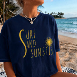 Camiseta de Praia e Pôr do Sol Vibrações de Praia