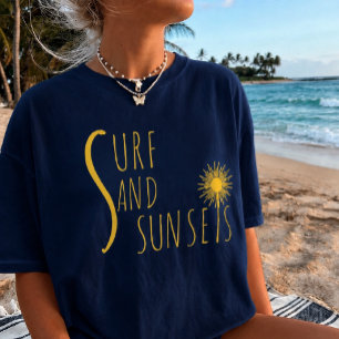 Camiseta de Praia e Pôr do Sol Vibrações de Praia