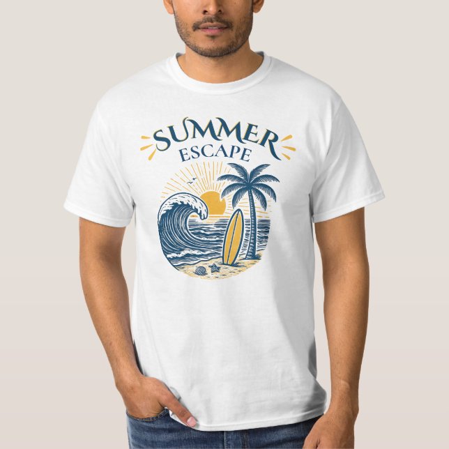 Camiseta de Praia Summer Escape | Desenho de Surf  (Frente)