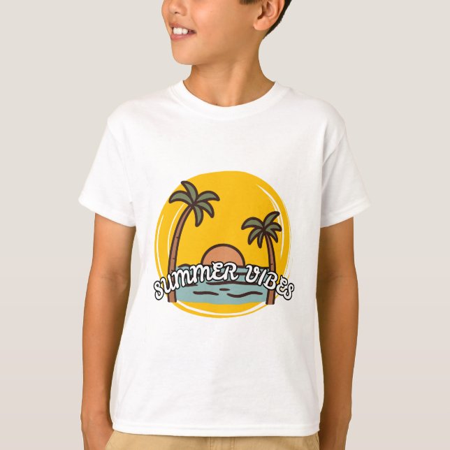 Camiseta de Praia Verão para Crianças (Frente)