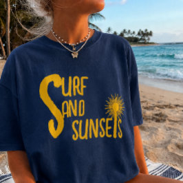 Camiseta de Praia Vibrações de Surf e Pôr do Sol