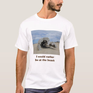 Camiseta De preferência na Praia Foto de Madeira Flutuante