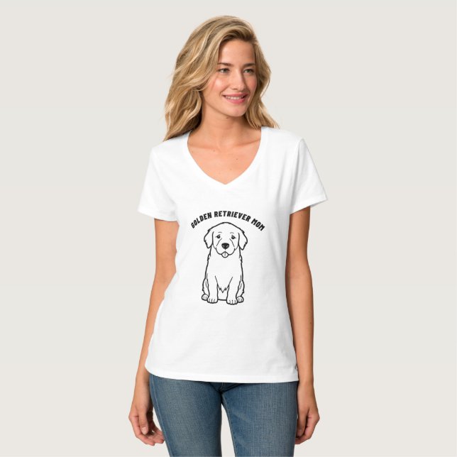 Camiseta de Presente de Cachorro Fofo Mãe Golden R (Frente Completa)