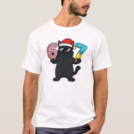 Camiseta de Presente de Natal de Gato Preto do Mem