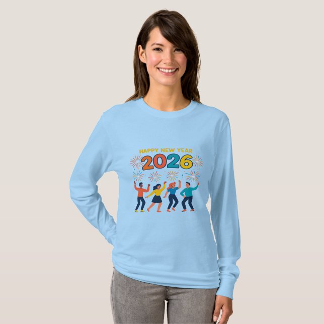 Camiseta de presente de Natal para mulheres Ano No (Frente Completa)