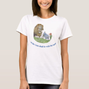 Camiseta de presentes cristãos Leão e o cordeiro