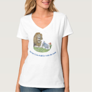 Camiseta de presentes cristãos Leão e o cordeiro