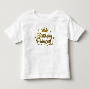 Camiseta de princesa de aniversário para crianças