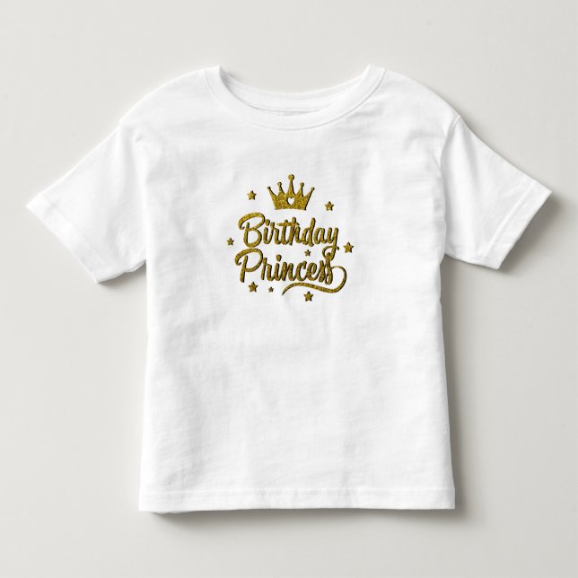 Camiseta de princesa de aniversário para crianças (Frente)