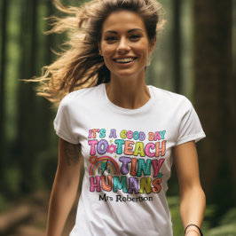 Camiseta de professor citação retro colorida