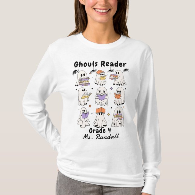 Camiseta de Professor Livros Leitores de Ghouls no (Frente)
