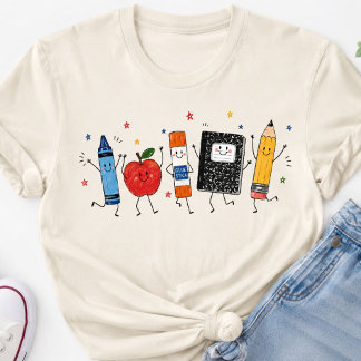 Camiseta De Professor Volta às Aulas Caderno Escol