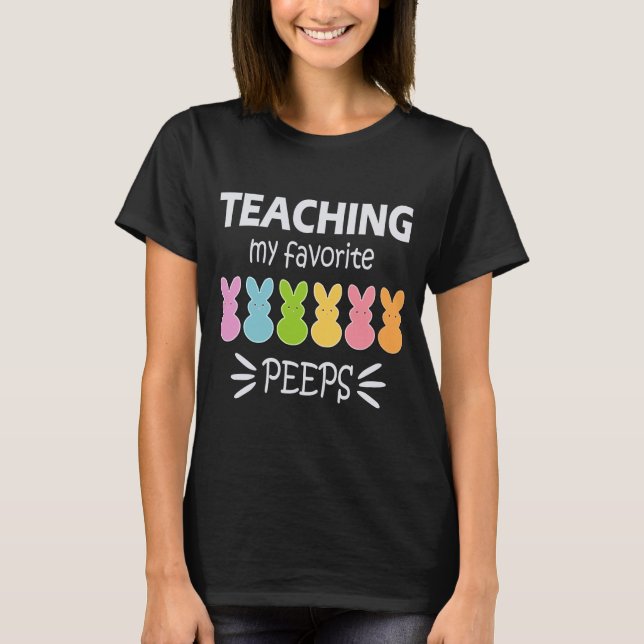 Camiseta de professora da Páscoa ensinando coelhin (Frente)
